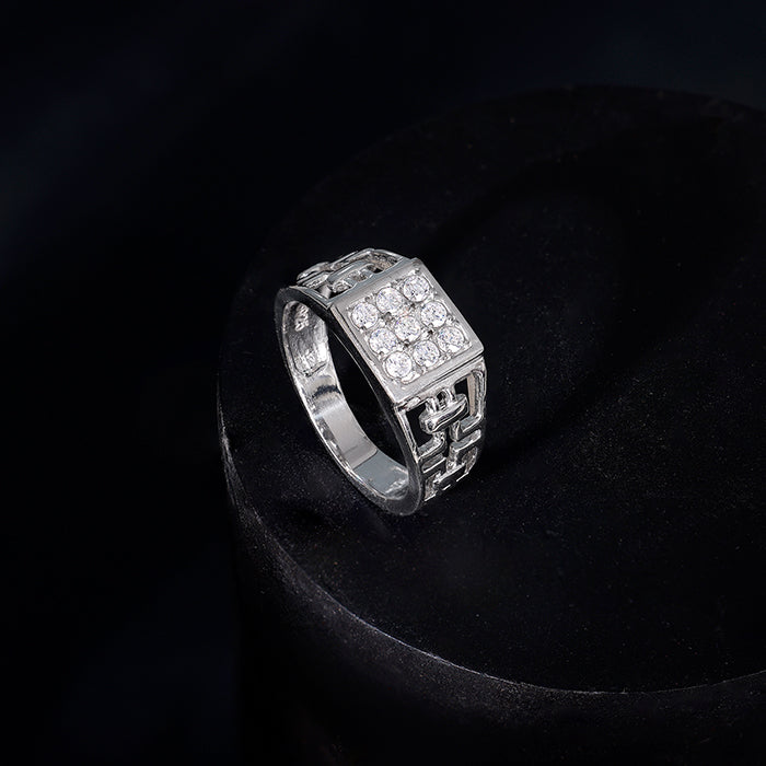 Silver Matrix Cross Ring For Him