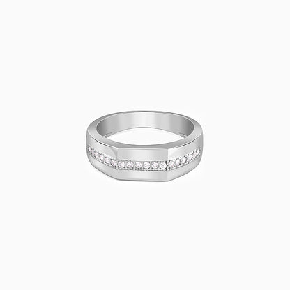 Silver Sleek Brilliance Ring For Him
