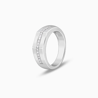 Silver Sleek Brilliance Ring For Him