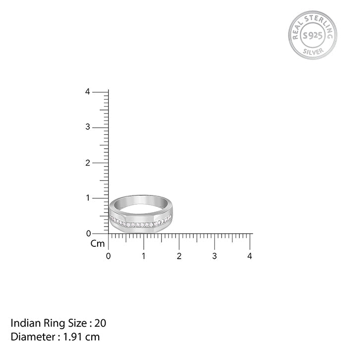 Silver Sleek Brilliance Ring For Him