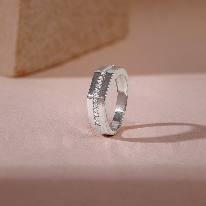 Silver Sleek Brilliance Ring For Him