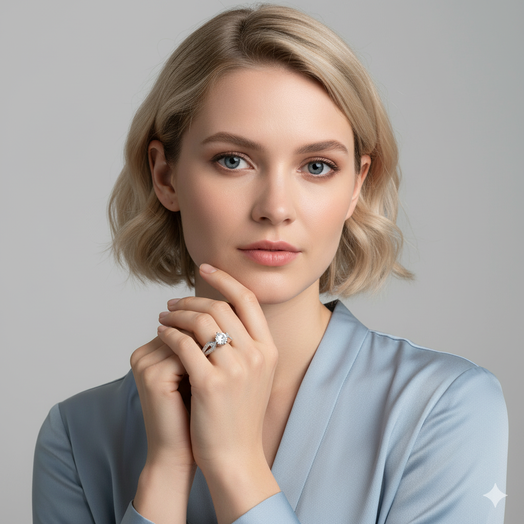 Silver Zircon Elegant Loop Ring