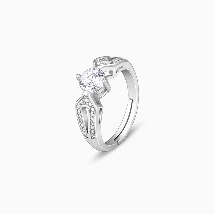 Silver Zircon Elegant Loop Ring