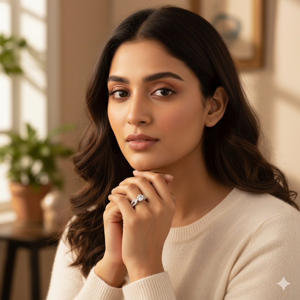 Silver Zircon Elegant Loop Ring