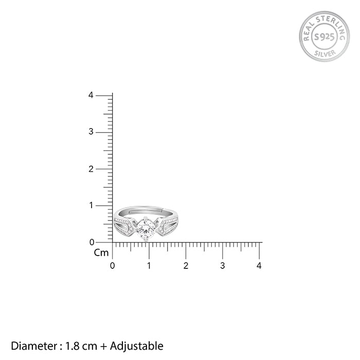 Silver Zircon Elegant Loop Ring