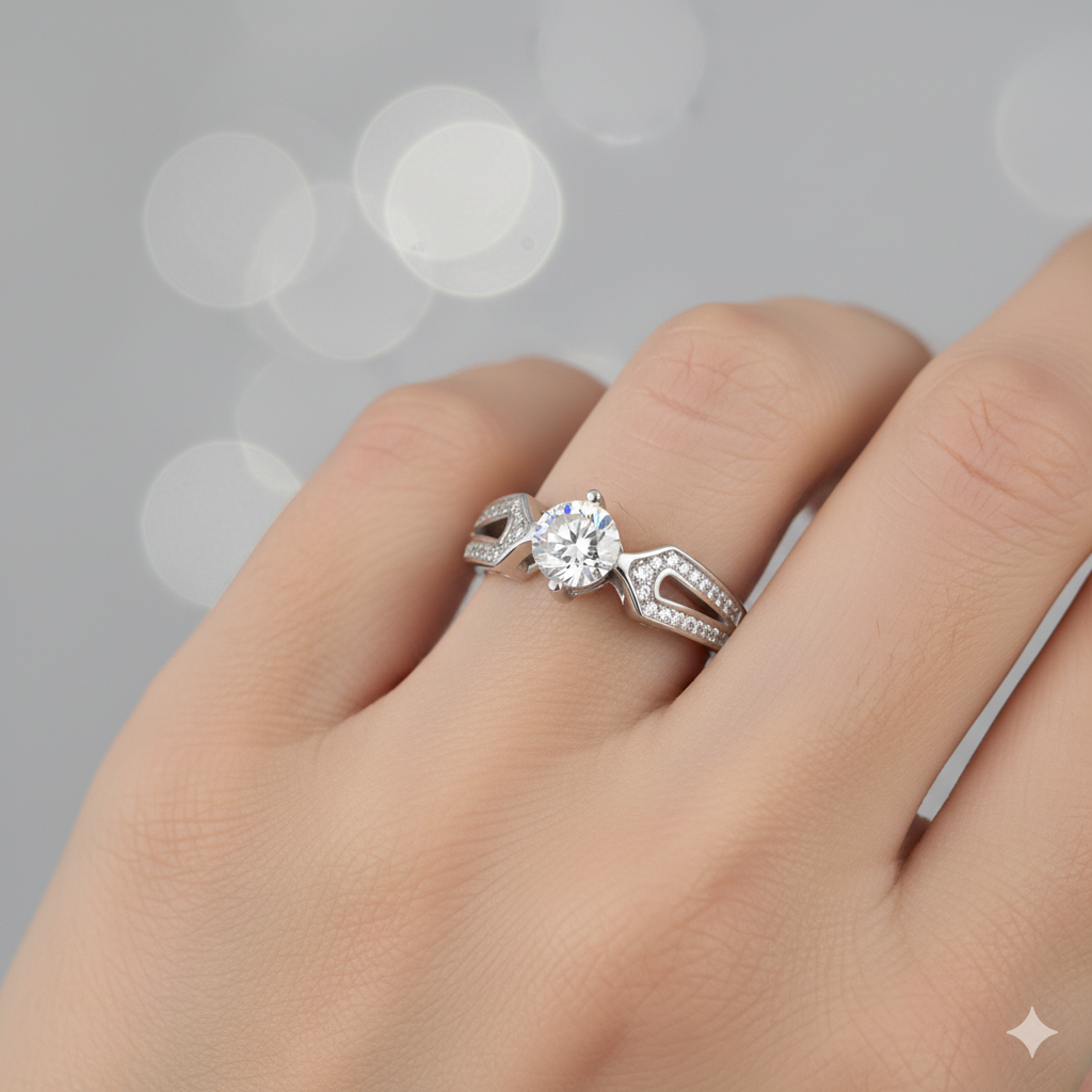 Silver Zircon Elegant Loop Ring