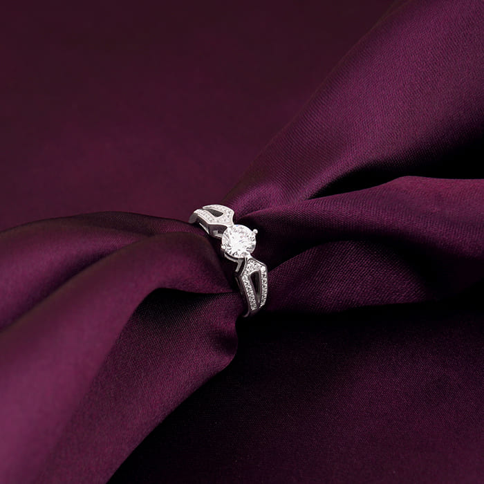 Silver Zircon Elegant Loop Ring