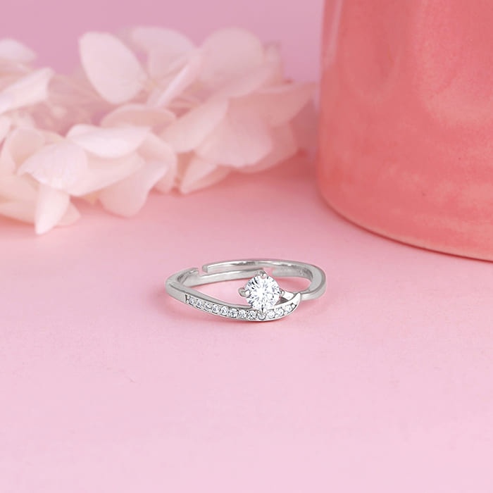 Silver Zircon Embrace Ring