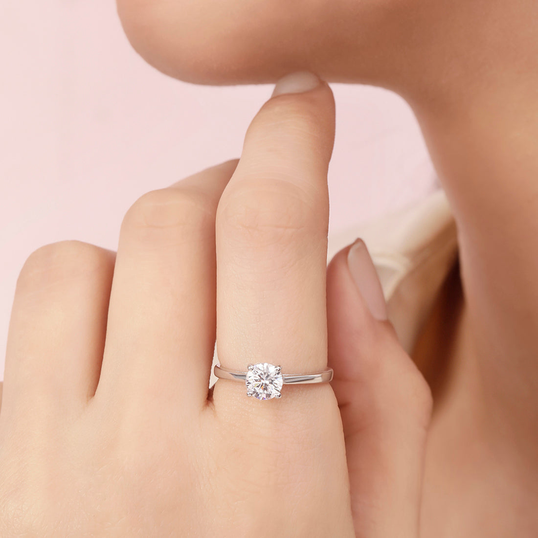 Solitaire Sparkle Rhodium Plated 925 Sterling Silver Ring