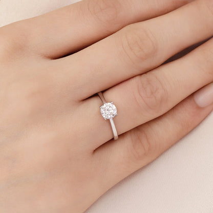 Solitaire Sparkle Rhodium Plated 925 Sterling Silver Ring