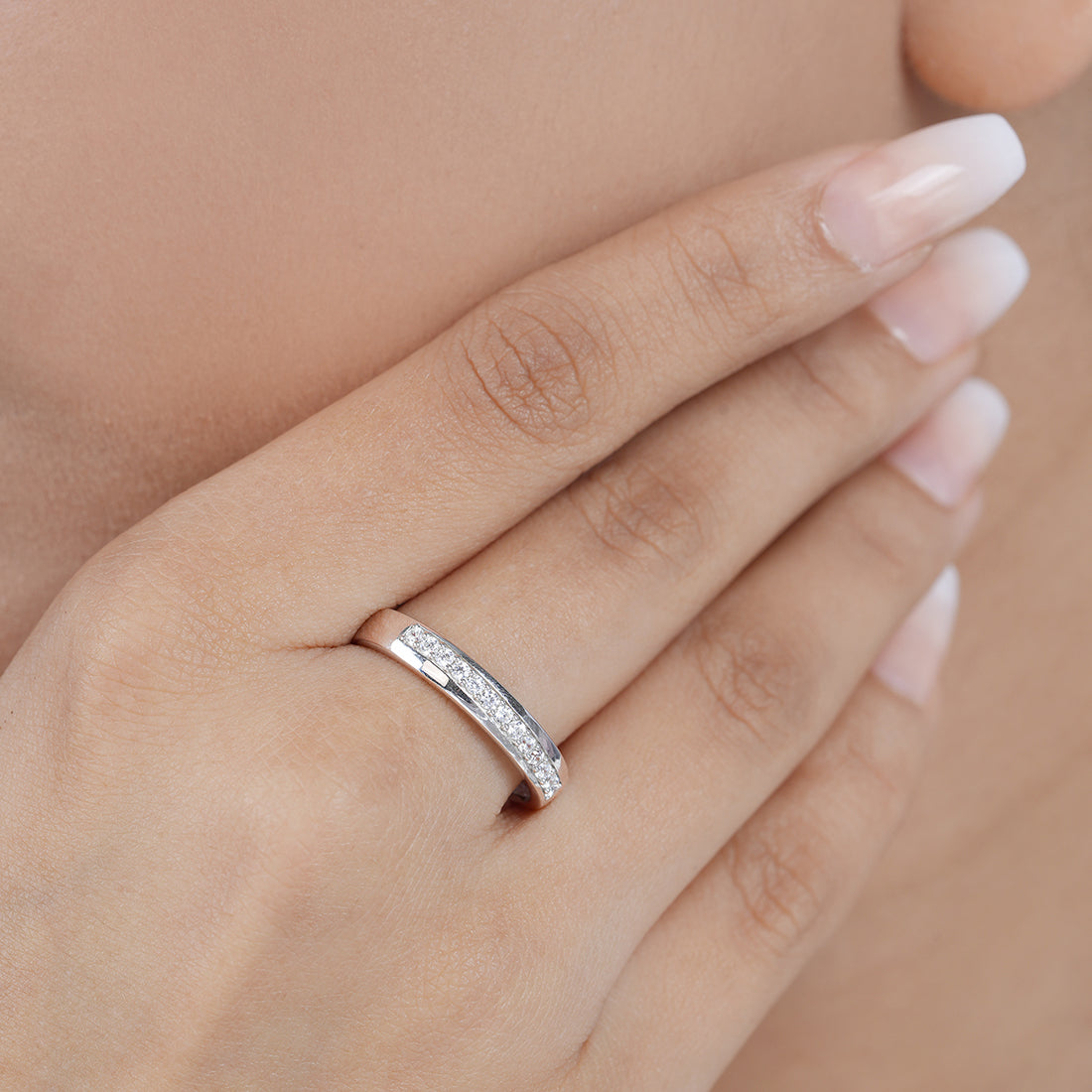 Minimal Rhodium Plated 925 Sterling Silver Ring